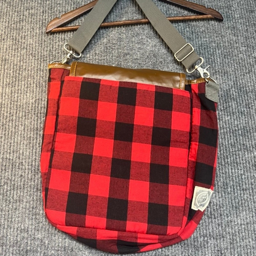 Lenovo Connection Red Black Buffalo Plaid Messenger Bag Laptop Tech CrossbodyBag - Picture 2 of 5